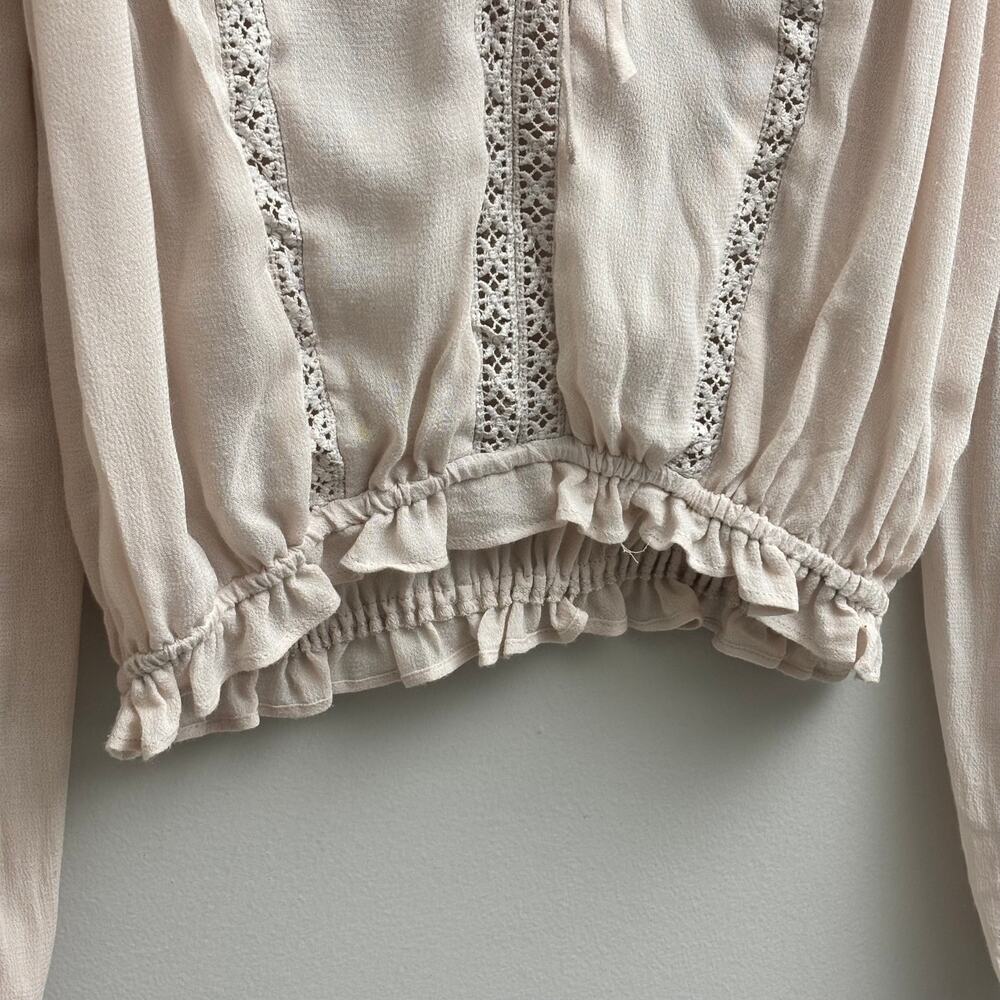 Off Shoulder Milkmaid Peasant Long Sleeve Ruffle Blush Pink Coquette Top Size XS - Picture 6 of 9